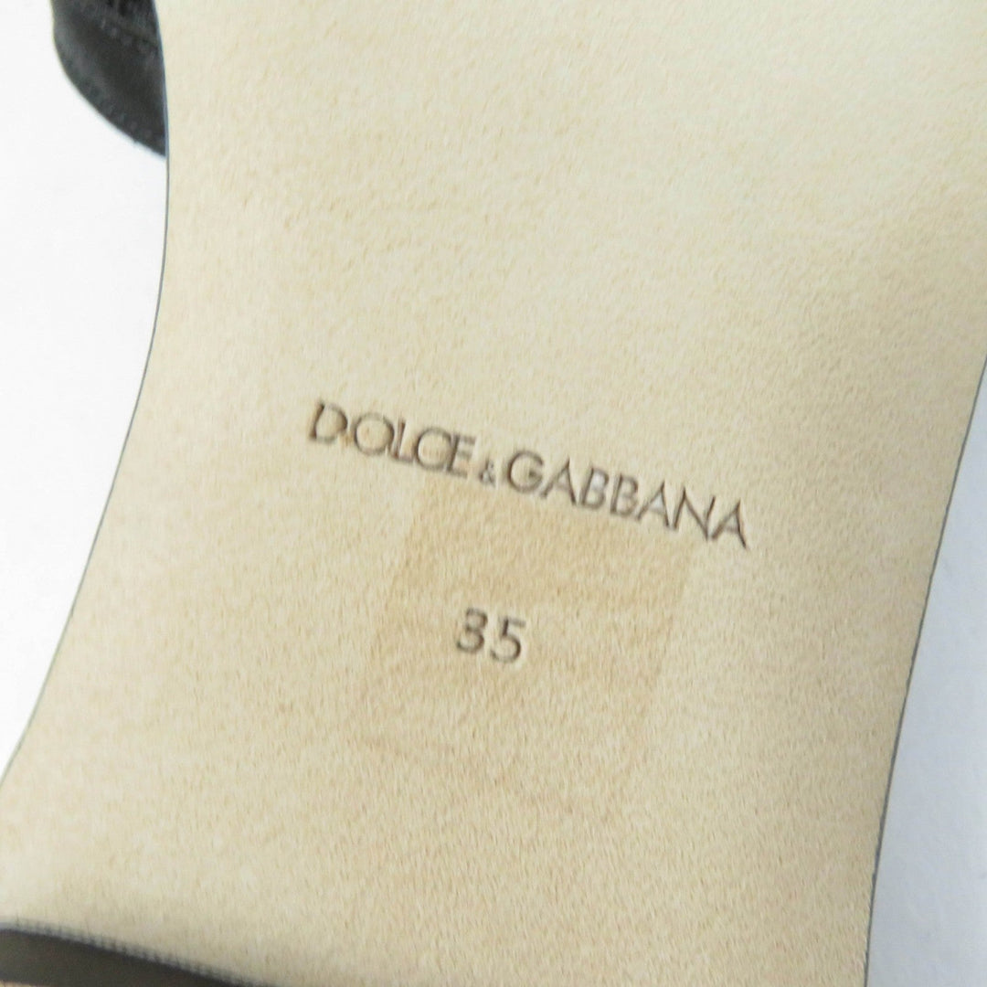 DOLCE&GABBANA Mule Polyester, Leather black Brooch decoration devotion Women 35 Used Authentic
