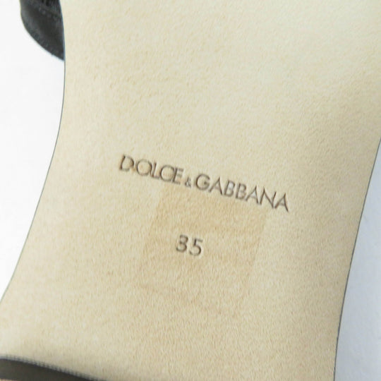 DOLCE&GABBANA Mule Polyester, Leather black Brooch decoration devotion Women 35 Used Authentic