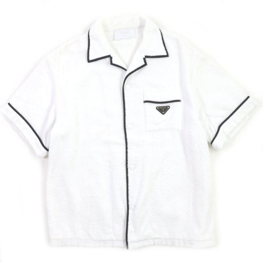 PRADA Short sleeve shirt SC559 Main: 100% cotton White black mens XL Used Authentic