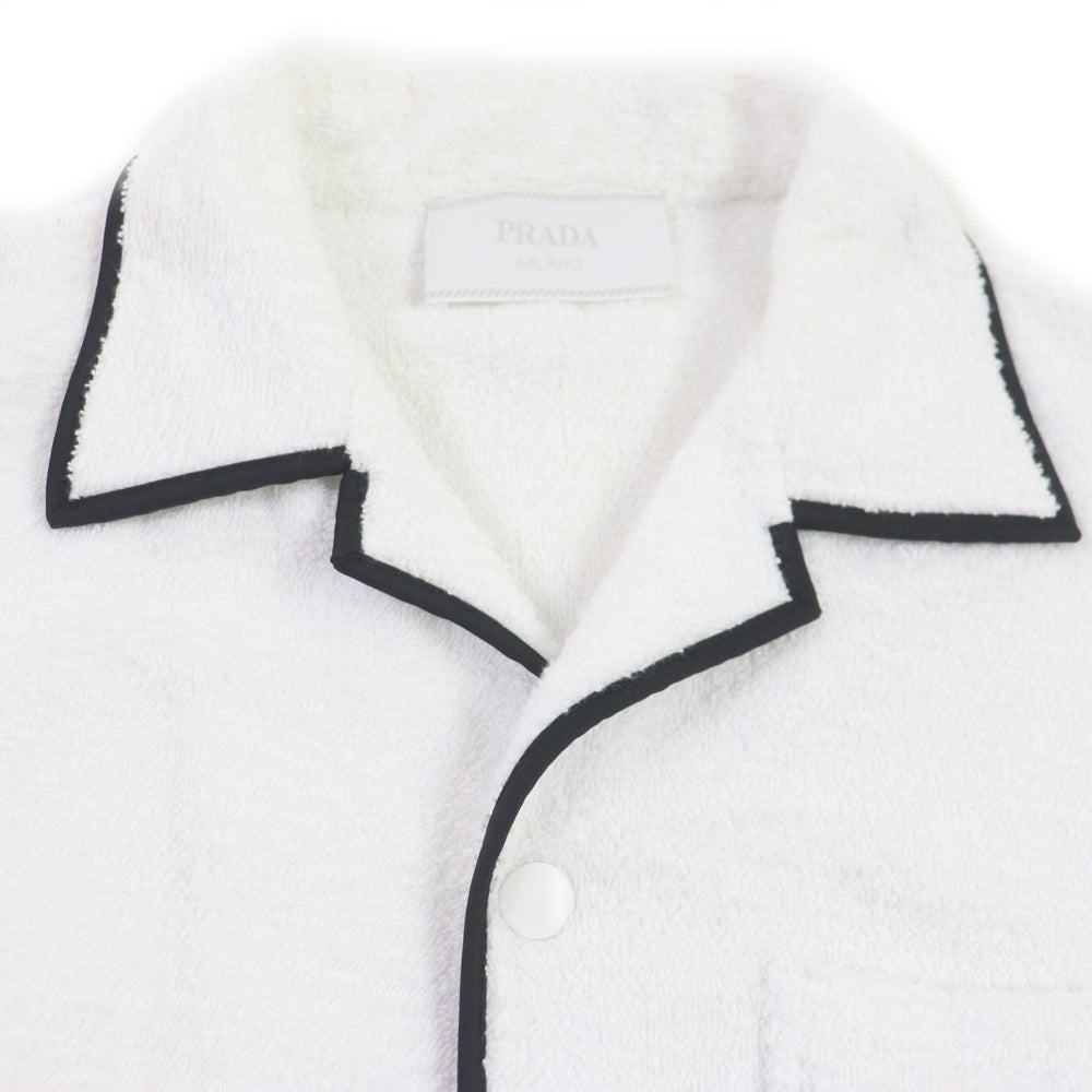 PRADA Short sleeve shirt SC559 Main: 100% cotton White black mens XL Used Authentic
