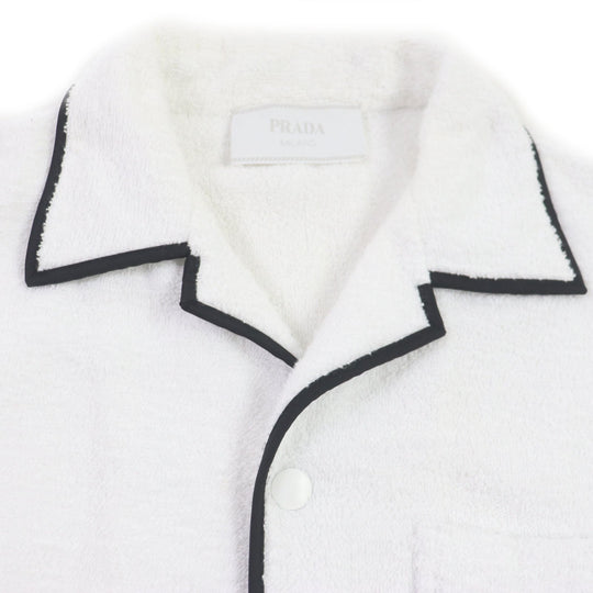 PRADA Short sleeve shirt SC559 Main: 100% cotton White black mens XL Used Authentic