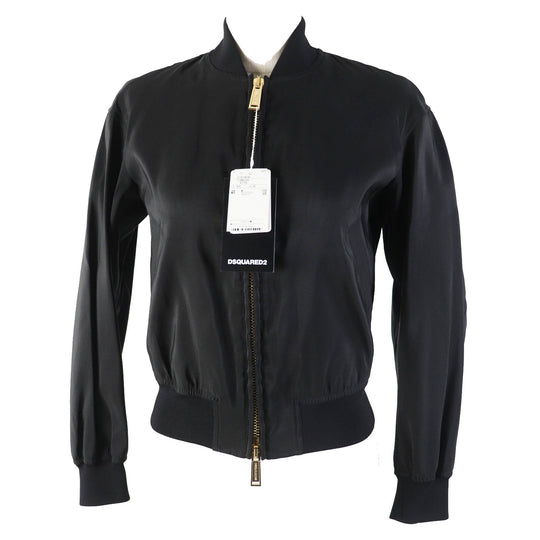 DSQUARED2 Bomber jacket S73AM0299 Outer: 100% silk, Lining: 52% polyester, Lining: 48% acetate black Women 36 Used Authentic
