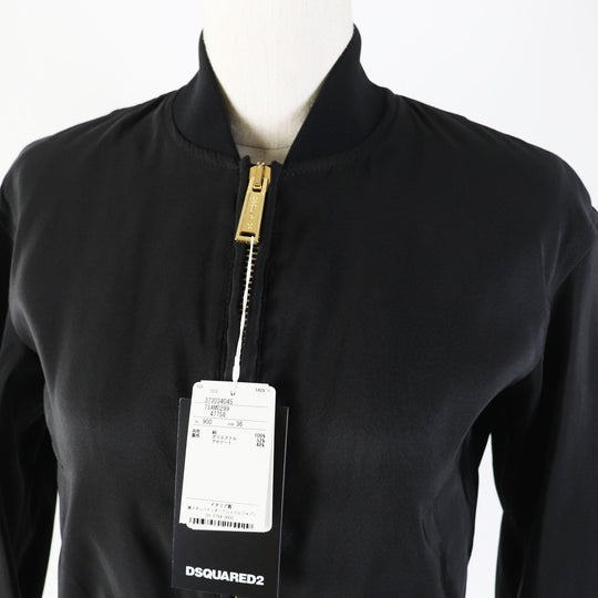 DSQUARED2 Bomber jacket S73AM0299 Outer: 100% silk, Lining: 52% polyester, Lining: 48% acetate black Women 36 Used Authentic
