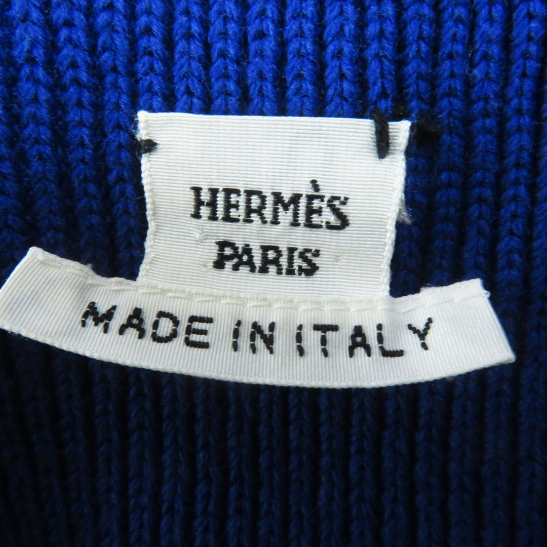 HERMES knit Main: 100% cotton blue Women 34 Used Authentic