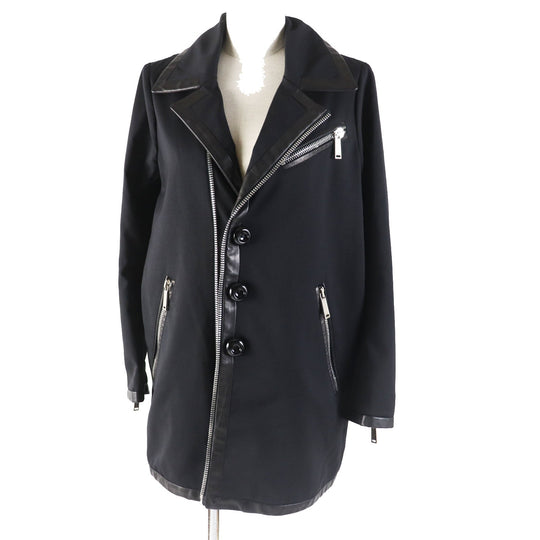 DSQUARED2 coat Outer: 98% wool, Outer: 2% polyurethane, Lining: 65% rayon, Lining: 35% polyester, Part: cowhide black Women 38 Used Authentic