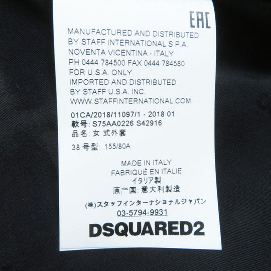 DSQUARED2 coat Outer: 98% wool, Outer: 2% polyurethane, Lining: 65% rayon, Lining: 35% polyester, Part: cowhide black Women 38 Used Authentic