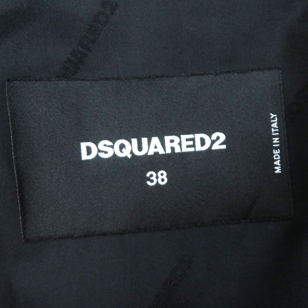 DSQUARED2 coat Outer: 98% wool, Outer: 2% polyurethane, Lining: 65% rayon, Lining: 35% polyester, Part: cowhide black Women 38 Used Authentic