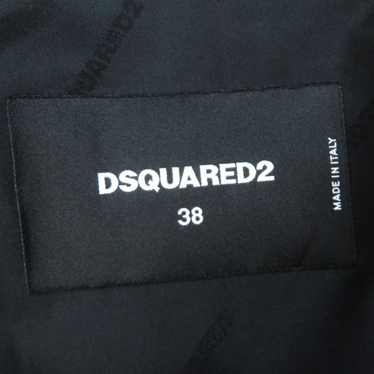 DSQUARED2 coat Outer: 98% wool, Outer: 2% polyurethane, Lining: 65% rayon, Lining: 35% polyester, Part: cowhide black Women 38 Used Authentic