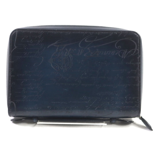 Berluti Clutch bag Main: Scritto leather Navy Itauba Wide mens Used Authentic