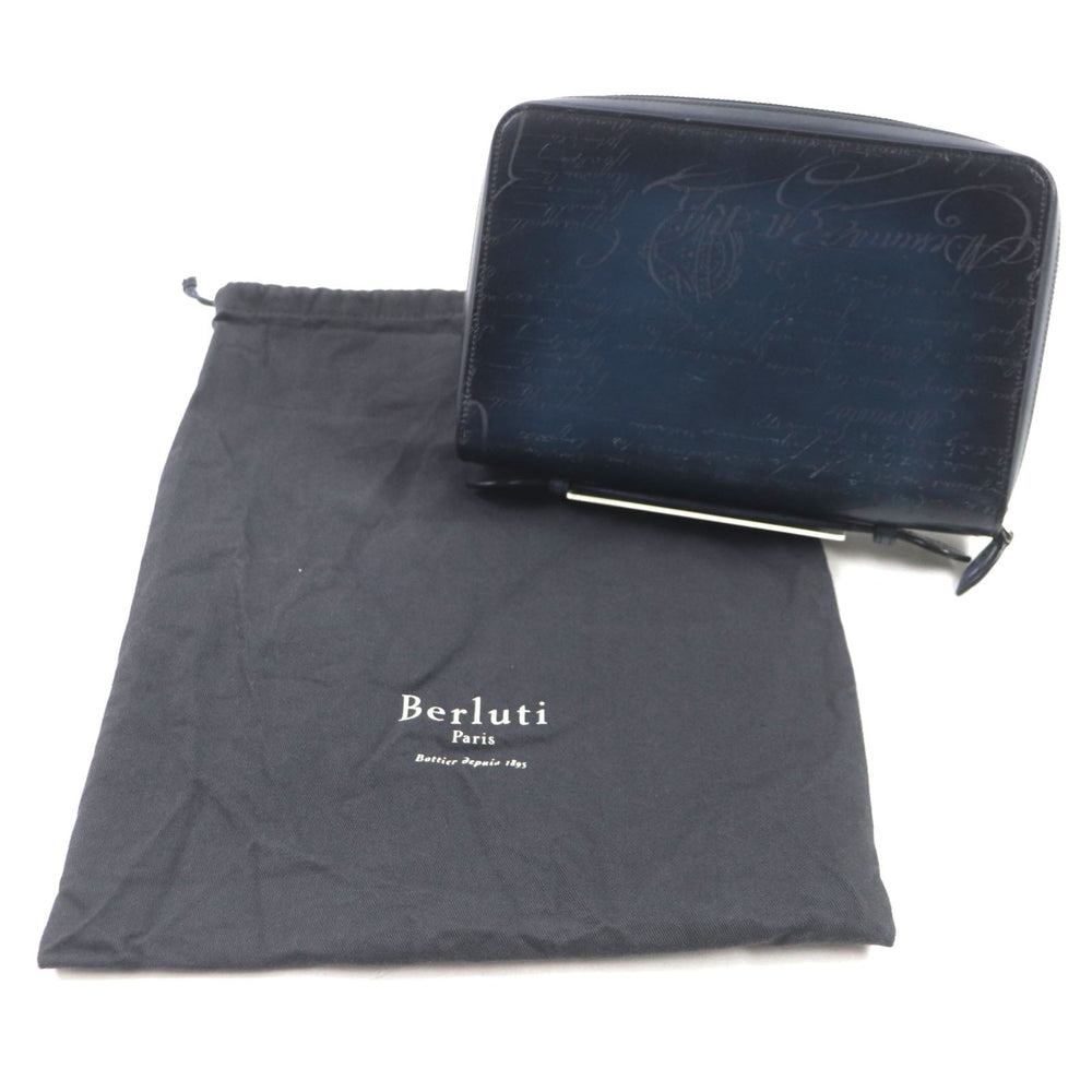 Berluti Clutch bag Main: Scritto leather Navy Itauba Wide mens Used Authentic