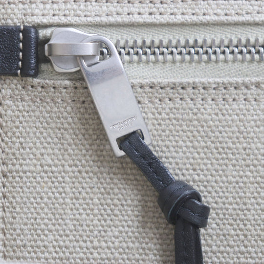 SAINT LAURENT PARIS Tote Bag 617481 Main: Canvas, Part: Leather Beige black RIVE GRIVE GAUHE mens Used Authentic