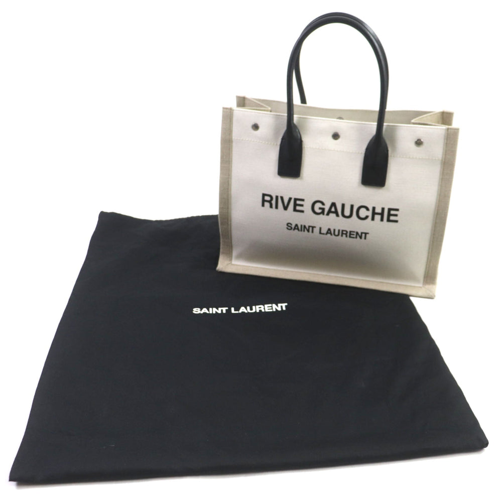 SAINT LAURENT PARIS Tote Bag 617481 Main: Canvas, Part: Leather Beige black RIVE GRIVE GAUHE mens Used Authentic