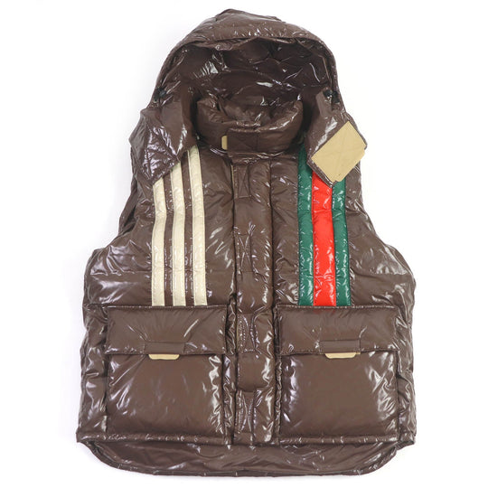 GUCCI Down vest 713715 Main: 100% nylon, Filling: 90% down, Filling: 10% feather, Partial: 100% polyester Brown mens 44 Used Authentic