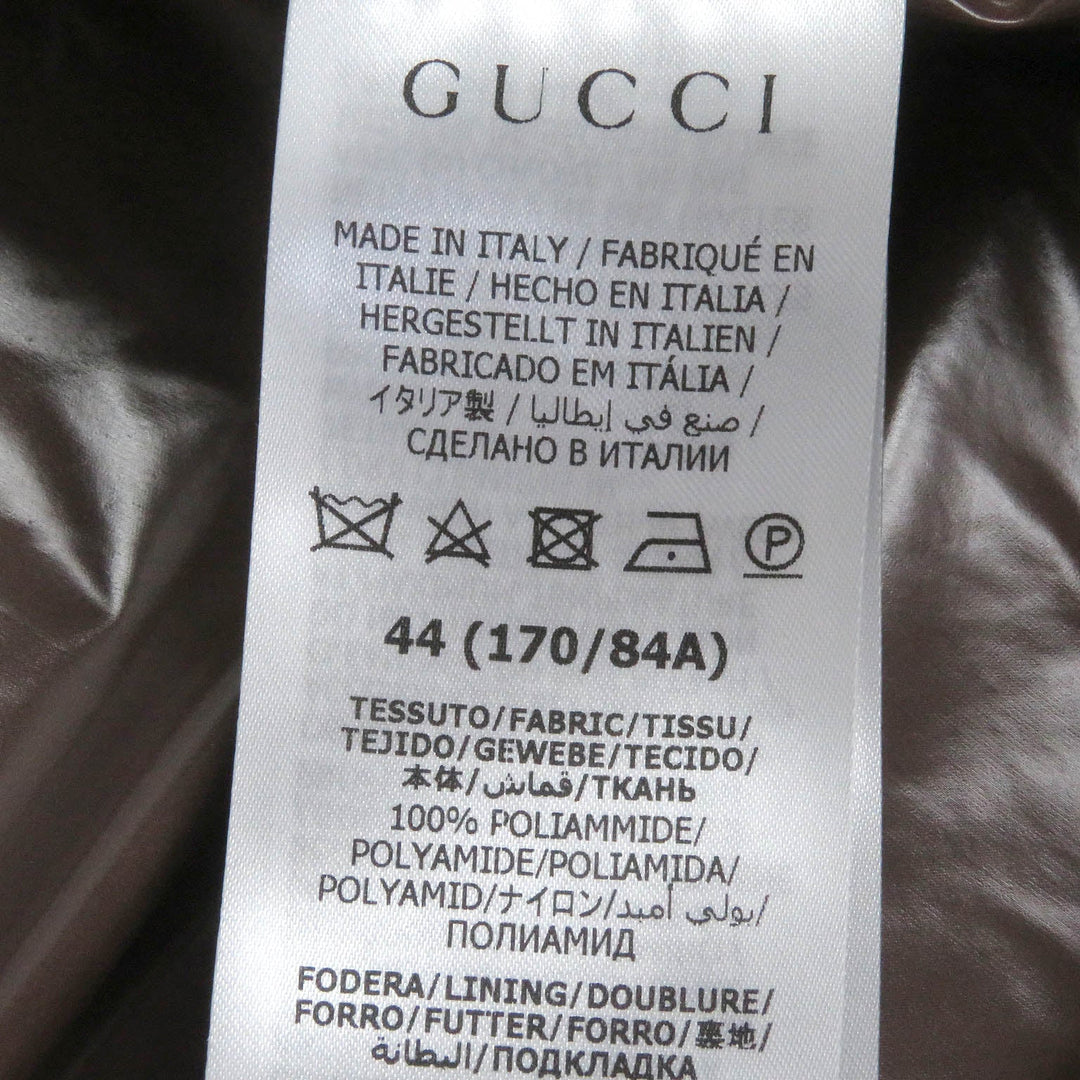 GUCCI Down vest 713715 Main: 100% nylon, Filling: 90% down, Filling: 10% feather, Partial: 100% polyester Brown mens 44 Used Authentic