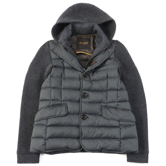 MOORER Down jacket Outer material: 98% polyester, 2% polyurethane, 52% wool, 27% rayon, 21% nylon gray OREGON-JE mens 44 Used Authentic