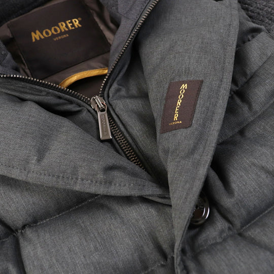 MOORER Down jacket Outer material: 98% polyester, 2% polyurethane, 52% wool, 27% rayon, 21% nylon gray OREGON-JE mens 44 Used Authentic