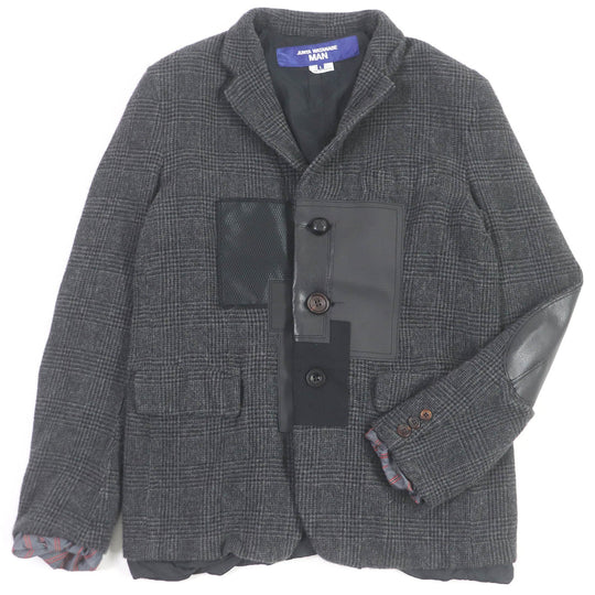 eYe COMME des GARCONS JUNYA WATANABE MAN tailored jacket WL-J009 Outer: 90% wool, Outer: 10% nylon, Lining: 100% cupra, Part: synthetic leather, Part: 50% polyester gray mens L Used Authentic