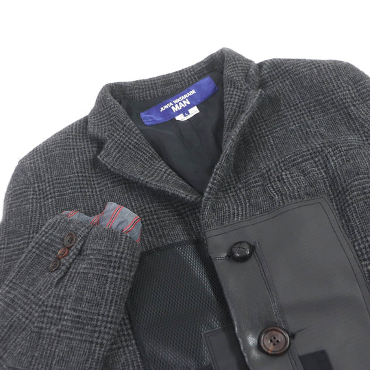 eYe COMME des GARCONS JUNYA WATANABE MAN tailored jacket WL-J009 Outer: 90% wool, Outer: 10% nylon, Lining: 100% cupra, Part: synthetic leather, Part: 50% polyester gray mens L Used Authentic