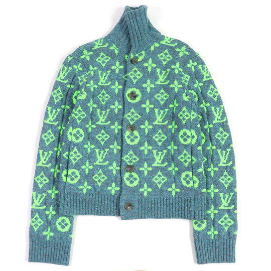 LOUIS VUITTON cardigan HMN83W Main: 76% wool, 24% polyamide Blue type mens S Used Authentic