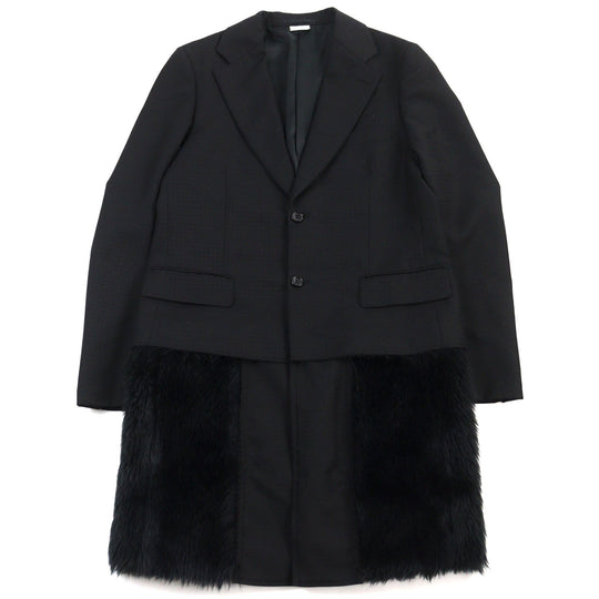 COMME des GARCONS HOMME PLUS coat PL-J029 Main: 100% wool, Lining: 100% cupra, Part: 100% acrylic, Part: 55% acrylic, Part: 45% polyester black Faux fur docking tailored coat mens M Used Authentic