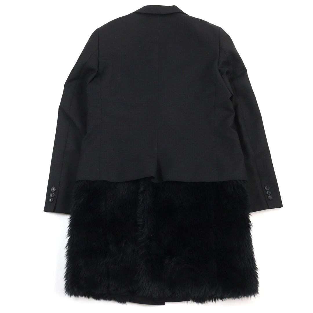 COMME des GARCONS HOMME PLUS coat PL-J029 Main: 100% wool, Lining: 100% cupra, Part: 100% acrylic, Part: 55% acrylic, Part: 45% polyester black Faux fur docking tailored coat mens M Used Authentic