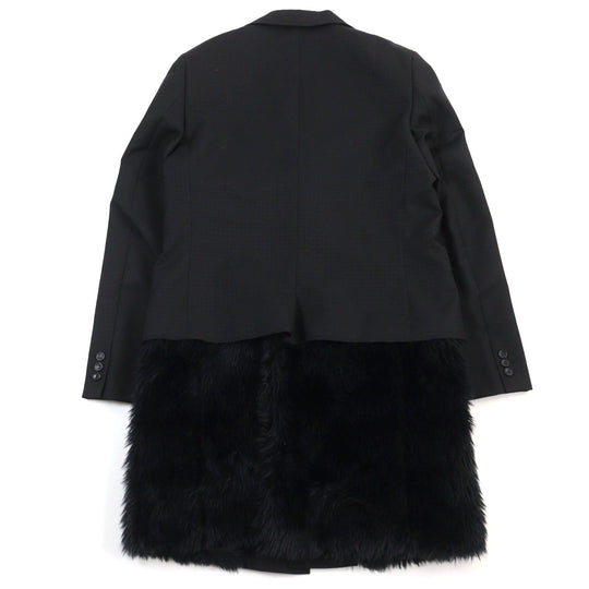 COMME des GARCONS HOMME PLUS coat PL-J029 Main: 100% wool, Lining: 100% cupra, Part: 100% acrylic, Part: 55% acrylic, Part: 45% polyester black Faux fur docking tailored coat mens M Used Authentic