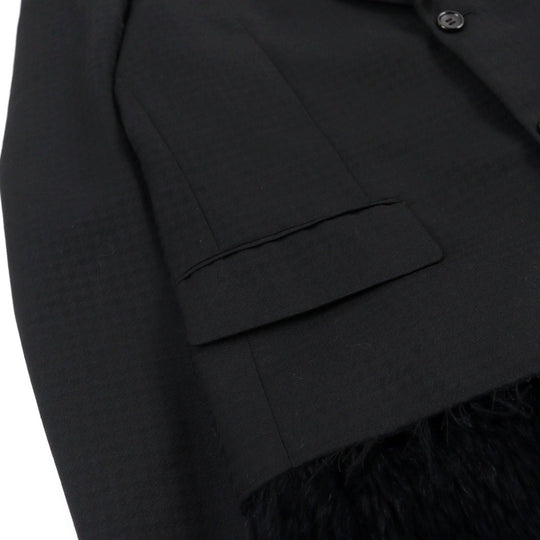 COMME des GARCONS HOMME PLUS coat PL-J029 Main: 100% wool, Lining: 100% cupra, Part: 100% acrylic, Part: 55% acrylic, Part: 45% polyester black Faux fur docking tailored coat mens M Used Authentic