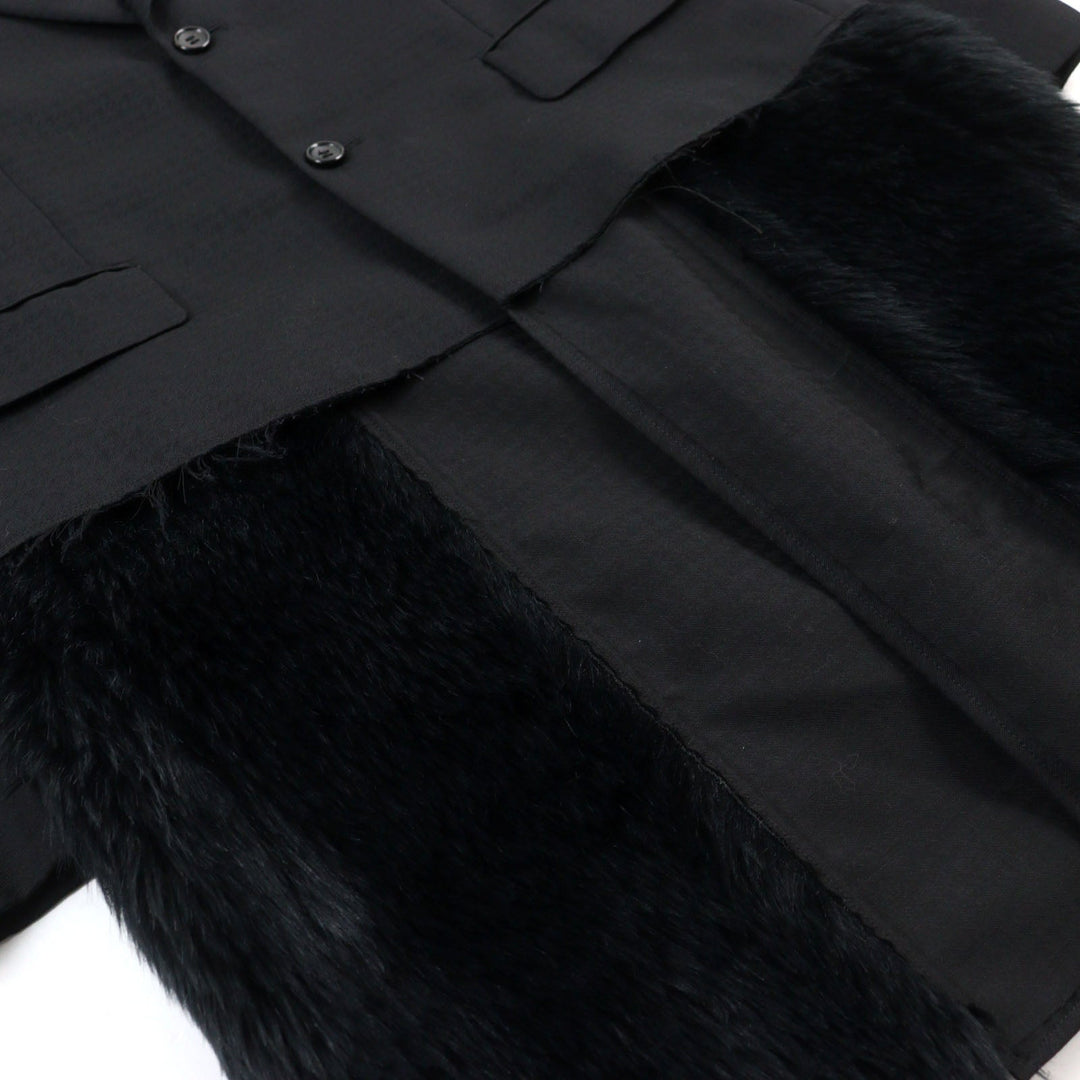 COMME des GARCONS HOMME PLUS coat PL-J029 Main: 100% wool, Lining: 100% cupra, Part: 100% acrylic, Part: 55% acrylic, Part: 45% polyester black Faux fur docking tailored coat mens M Used Authentic