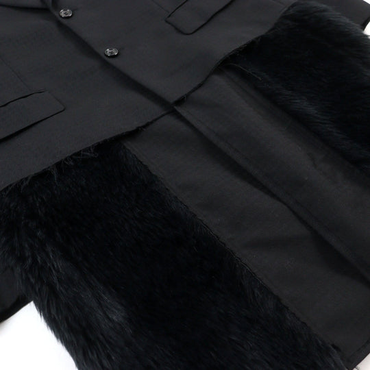 COMME des GARCONS HOMME PLUS coat PL-J029 Main: 100% wool, Lining: 100% cupra, Part: 100% acrylic, Part: 55% acrylic, Part: 45% polyester black Faux fur docking tailored coat mens M Used Authentic