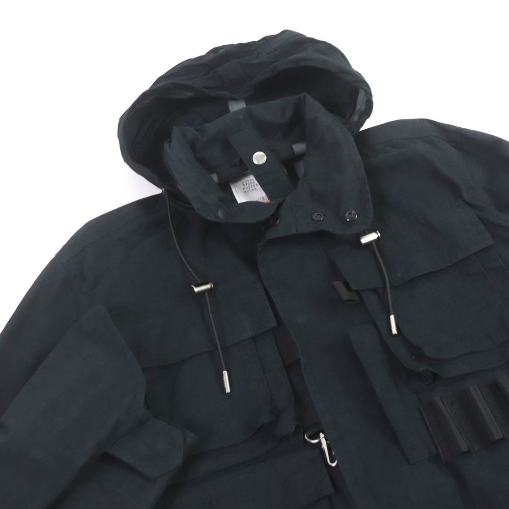 Sacai Military coat 23-03186M Main: 68% cotton, Main: 32% nylon, Part: 60% cotton, Part: 40% nylon, Part: 100% nylon black Olmetex Rip Stop Blouson mens 1 Used Authentic