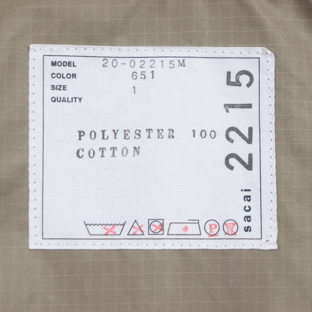 Sacai Jacket 20-02215M Main: 100% polyester, Part: 100% cotton beige M65 Remake Military Jacket mens 1 Used Authentic