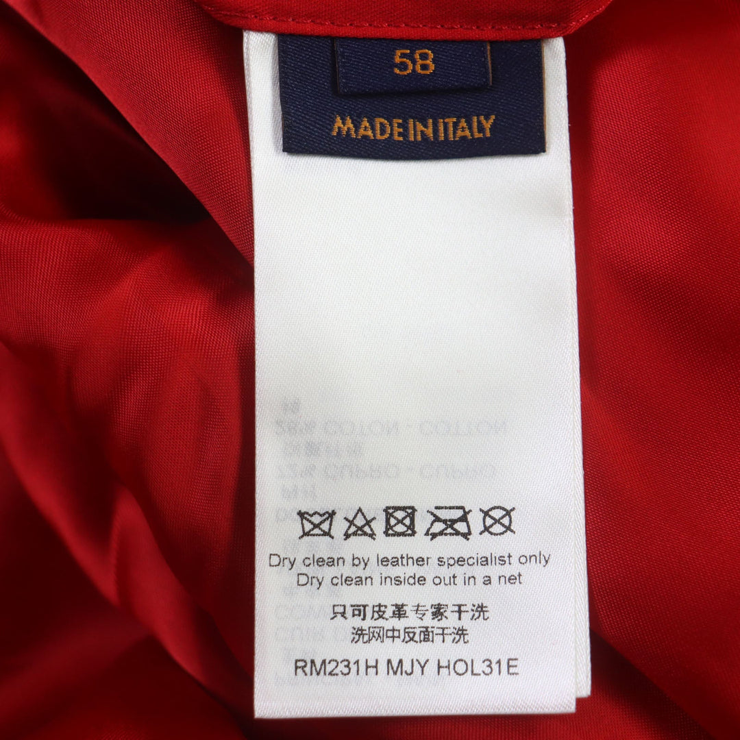 LOUIS VUITTON Jacket HOL31E Main: Cowhide, Main: 100% wool, Lining: 72% cupra, 28% cotton Red white mens 58 Used Authentic