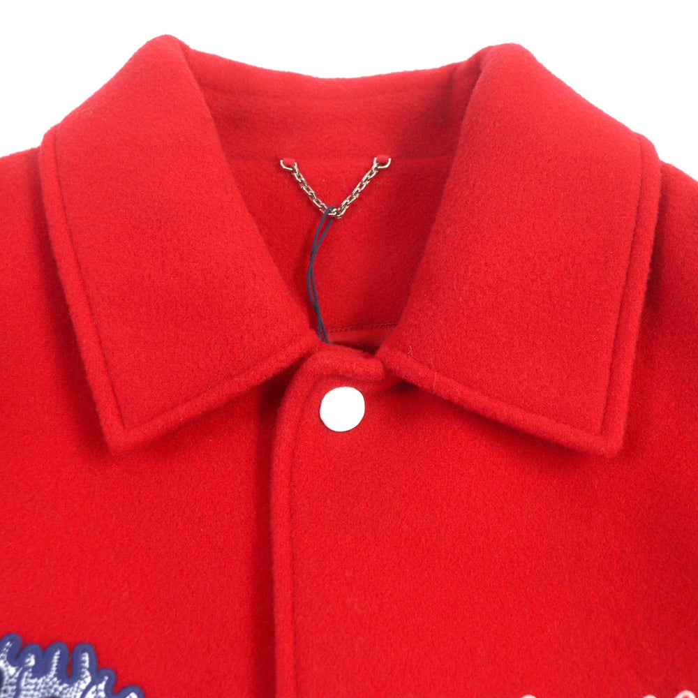 LOUIS VUITTON Jacket HOL31E Main: Cowhide, Main: 100% wool, Lining: 72% cupra, 28% cotton Red white mens 58 Used Authentic