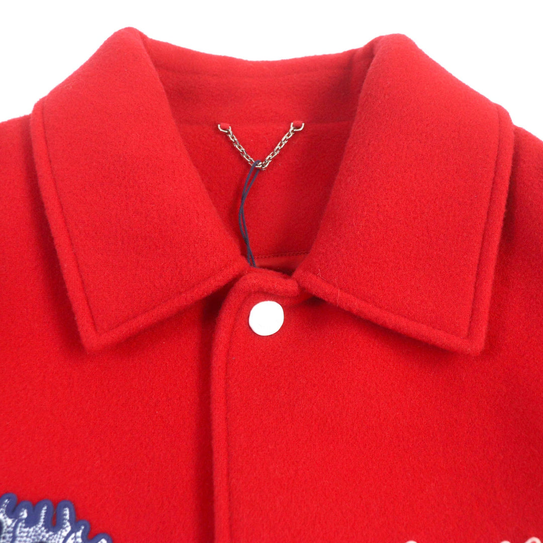 LOUIS VUITTON Jacket HOL31E Main: Cowhide, Main: 100% wool, Lining: 72% cupra, 28% cotton Red white mens 58 Used Authentic