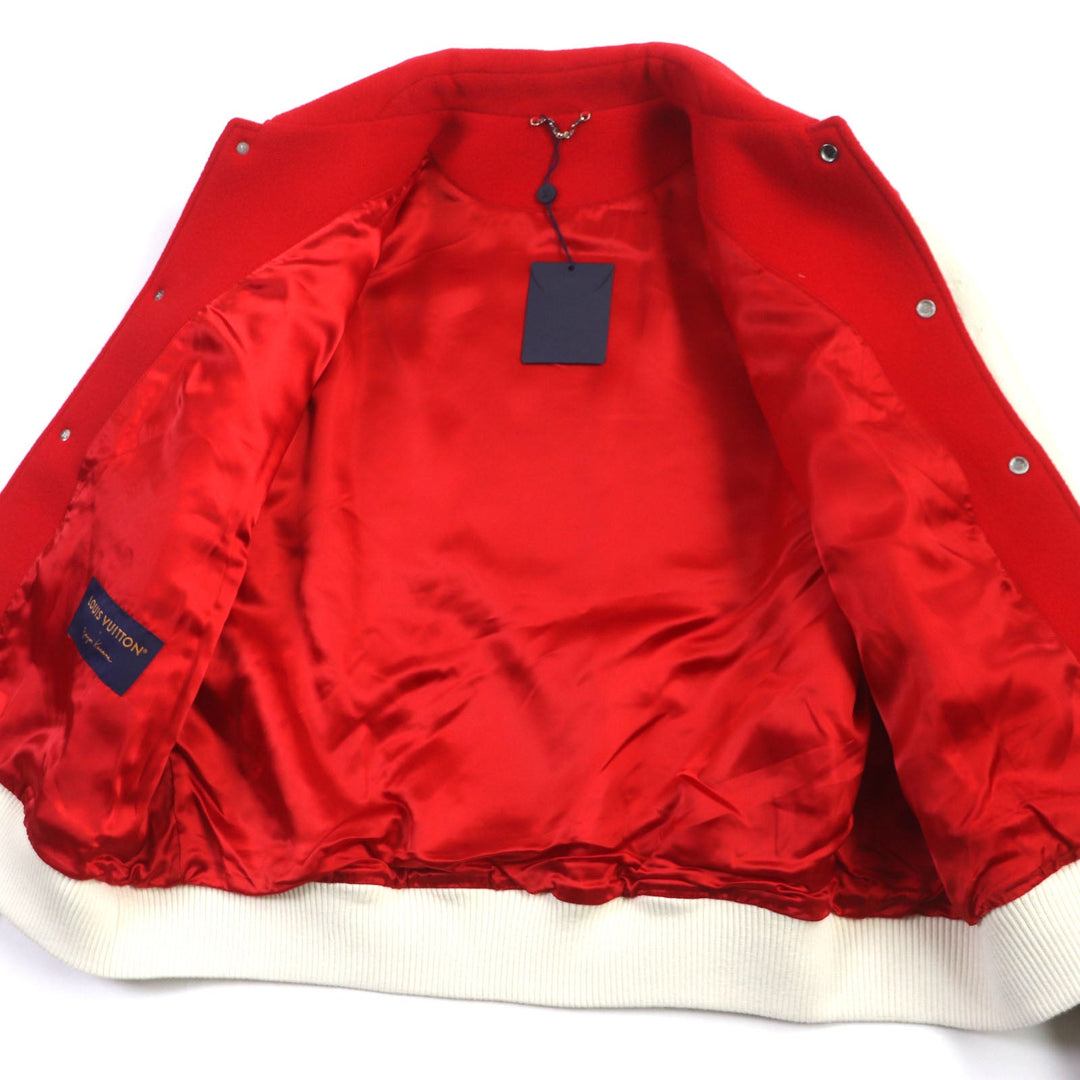 LOUIS VUITTON Jacket HOL31E Main: Cowhide, Main: 100% wool, Lining: 72% cupra, 28% cotton Red white mens 58 Used Authentic