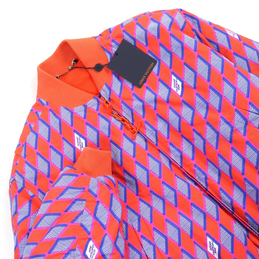 LOUIS VUITTON Bomber jacket HNB73E Outer: 100% nylon, Lining: 63% nylon, Lining: 37% cotton, Part: 89% cotton, Part: 9% nylon Orange type mens 46 Used Authentic