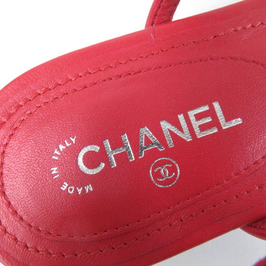 CHANEL Sandals Main: Leather Red Women 37 Used Authentic