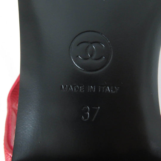 CHANEL Sandals Main: Leather Red Women 37 Used Authentic
