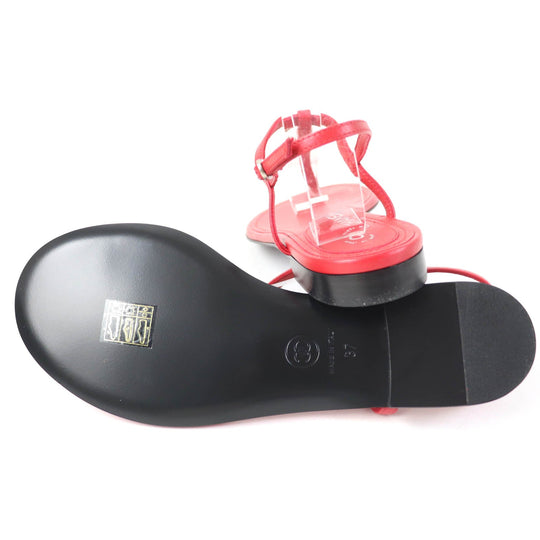 CHANEL Sandals Main: Leather Red Women 37 Used Authentic