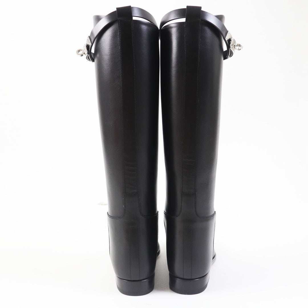 HERMES Knee-high boots Main: Leather black Women 37 1/2 Used Authentic