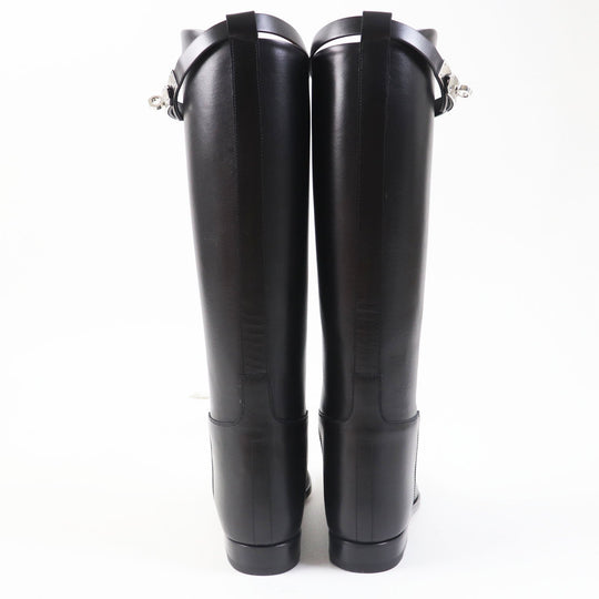 HERMES Knee-high boots Main: Leather black Women 37 1/2 Used Authentic