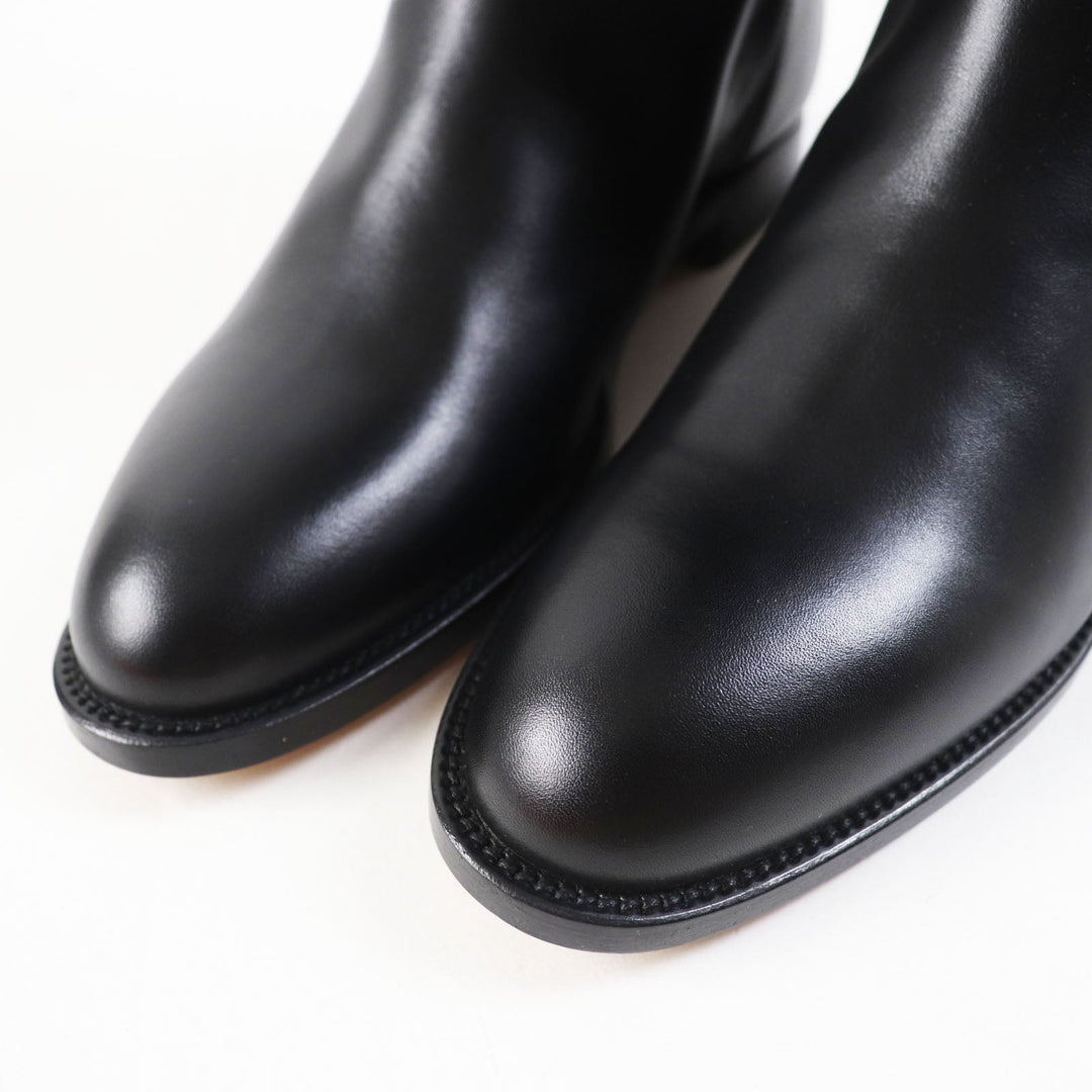 HERMES Knee-high boots Main: Leather black Women 37 1/2 Used Authentic