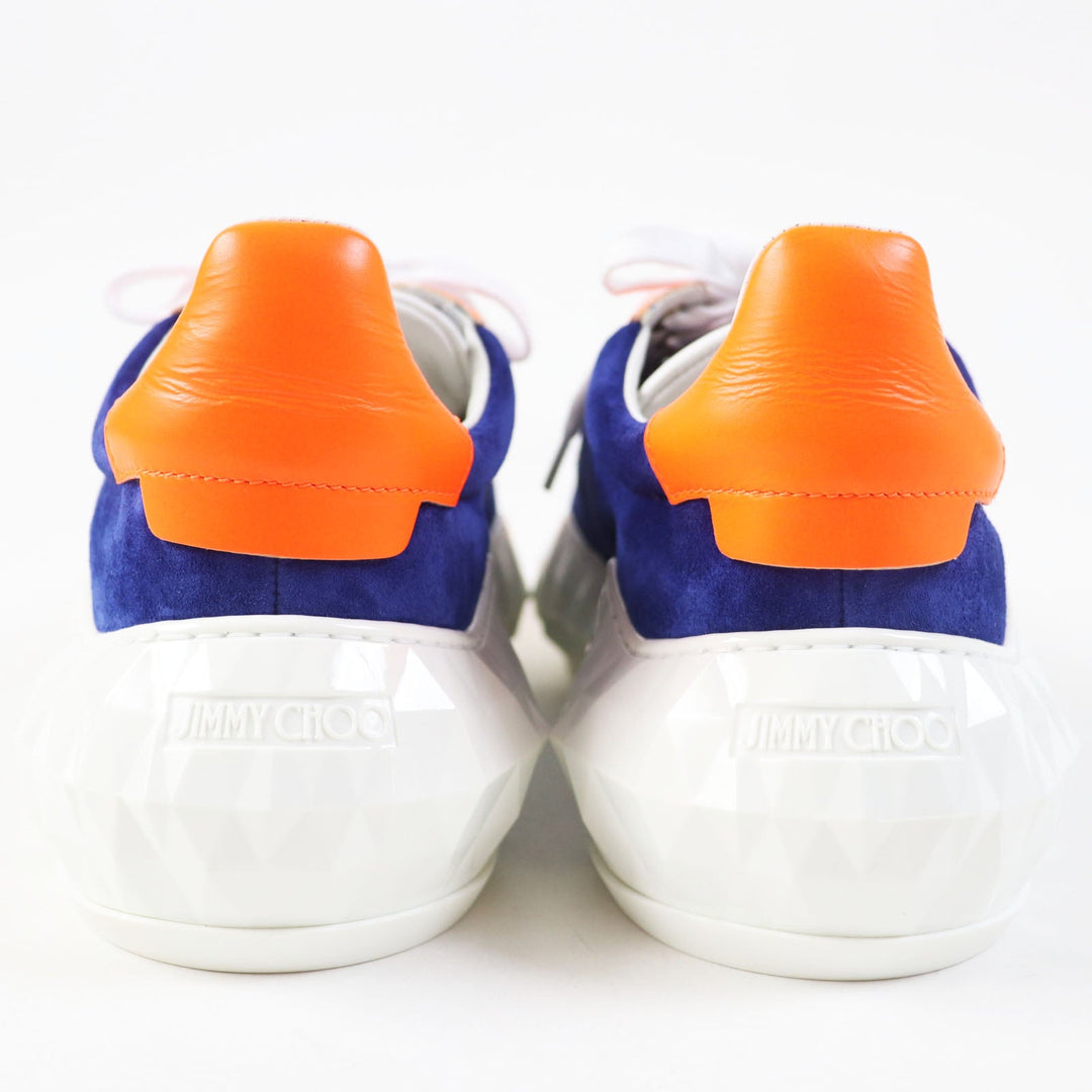 JIMMY CHOO sneakers Main: Calf leather, Part: Velour Cobalt Neon Orange DIAMOND Women 36 Used Authentic