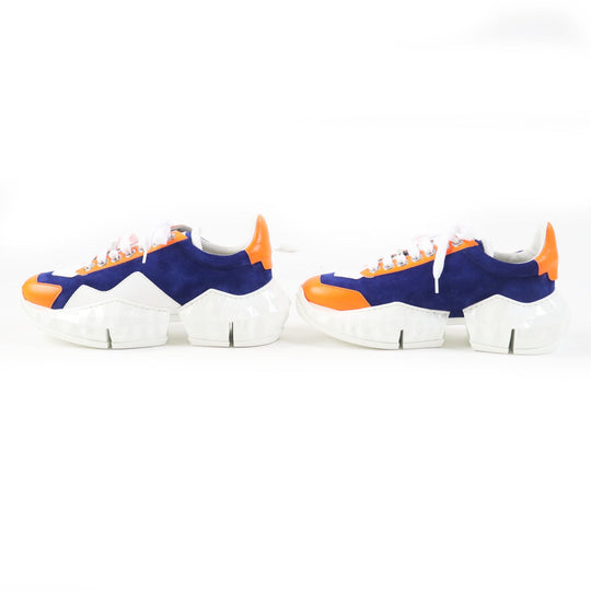 JIMMY CHOO sneakers Main: Calf leather, Part: Velour Cobalt Neon Orange DIAMOND Women 36 Used Authentic