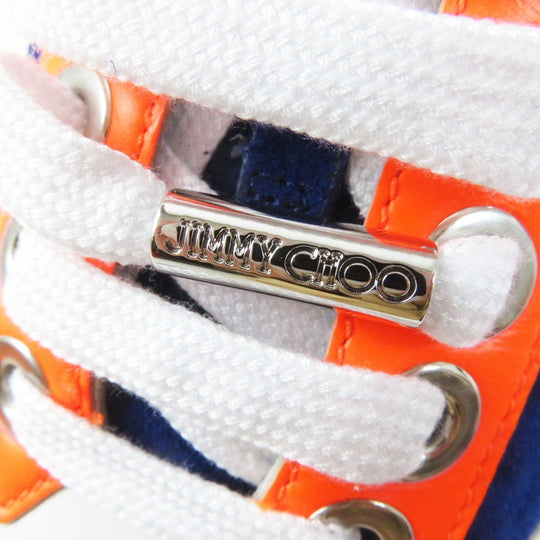 JIMMY CHOO sneakers Main: Calf leather, Part: Velour Cobalt Neon Orange DIAMOND Women 36 Used Authentic