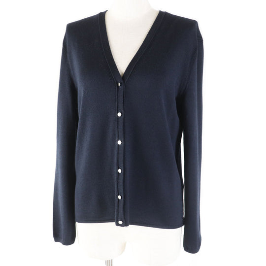 HERMES cardigan Main: 50% cashmere, Main: 50% silk Dark navy Women 36 Used Authentic