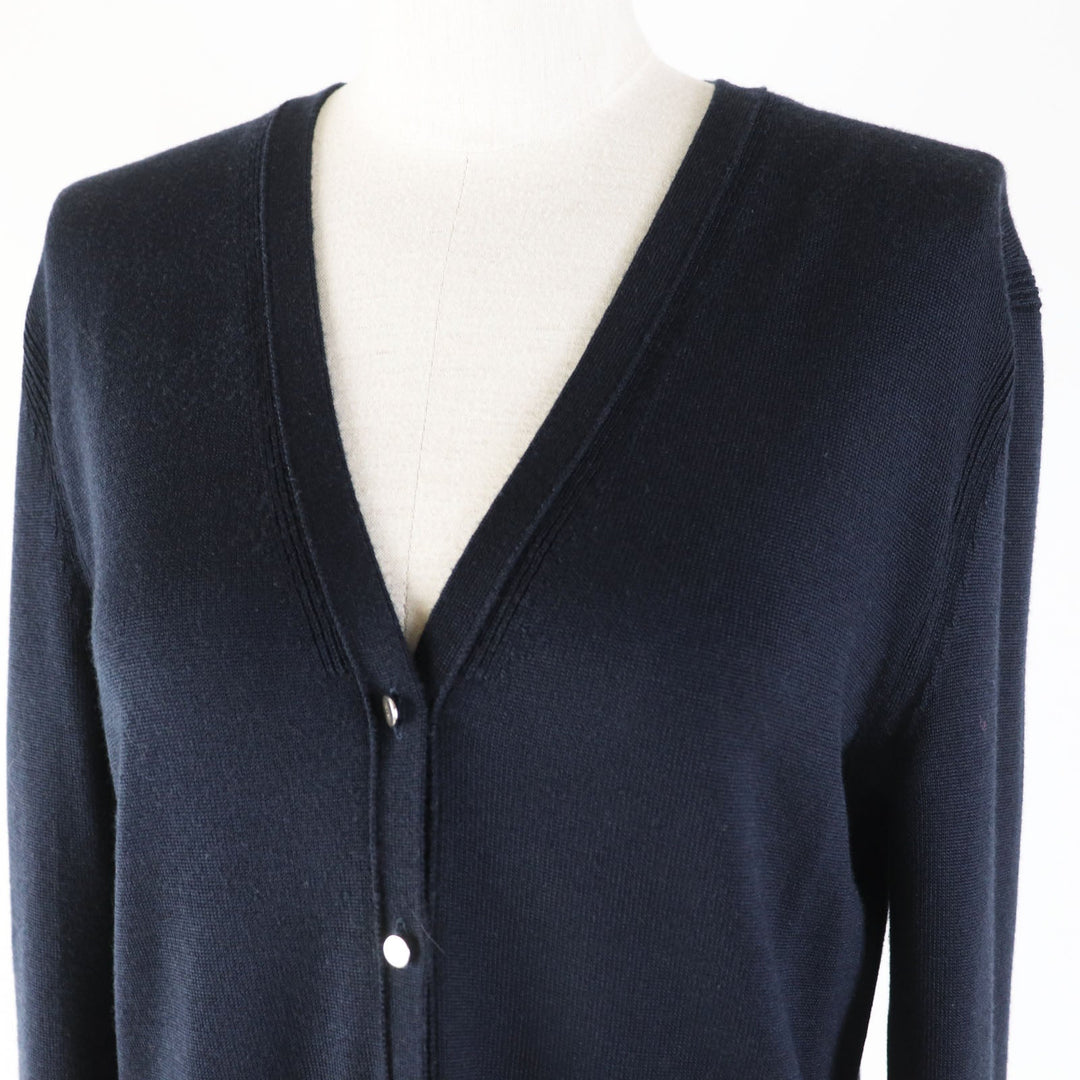 HERMES cardigan Main: 50% cashmere, Main: 50% silk Dark navy Women 36 Used Authentic