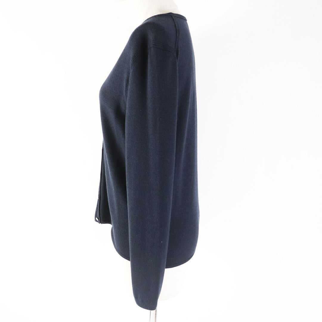 HERMES cardigan Main: 50% cashmere, Main: 50% silk Dark navy Women 36 Used Authentic