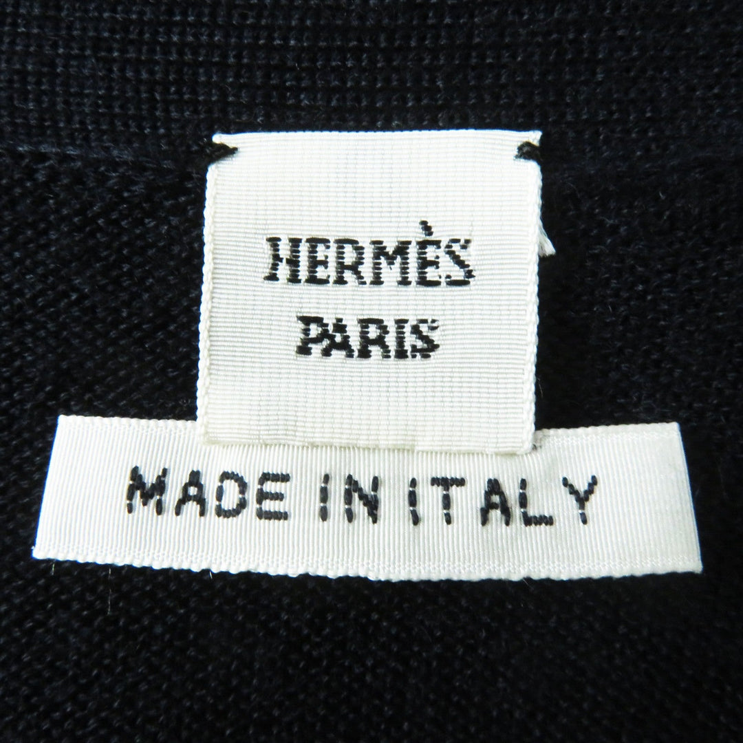 HERMES cardigan Main: 50% cashmere, Main: 50% silk Dark navy Women 36 Used Authentic