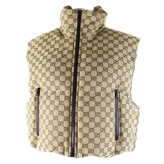 GUCCI Vest 776838 Main: 70% cotton, Main: 30% polyester, Main: 100% nylon, Filling: 100% polyester, Lining: 100% nylon beige Women XS Used Authentic